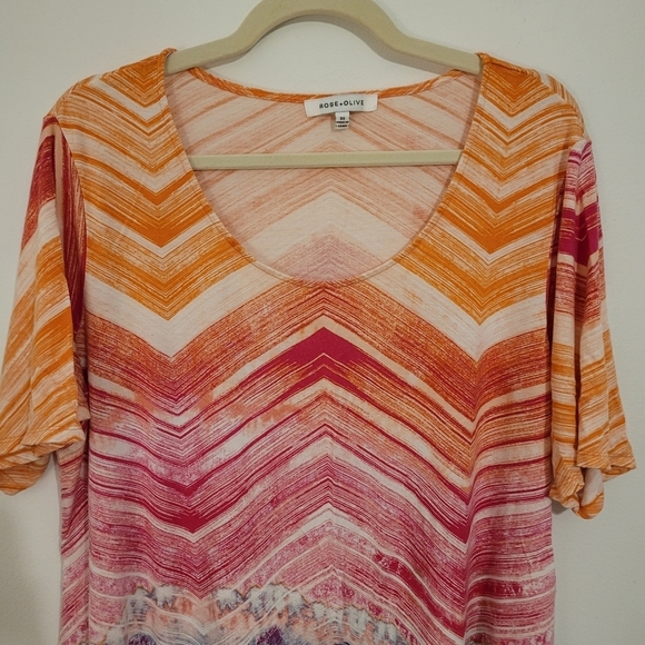 Rose + Olive chevron tunic top size 3X - Picture 3 of 11